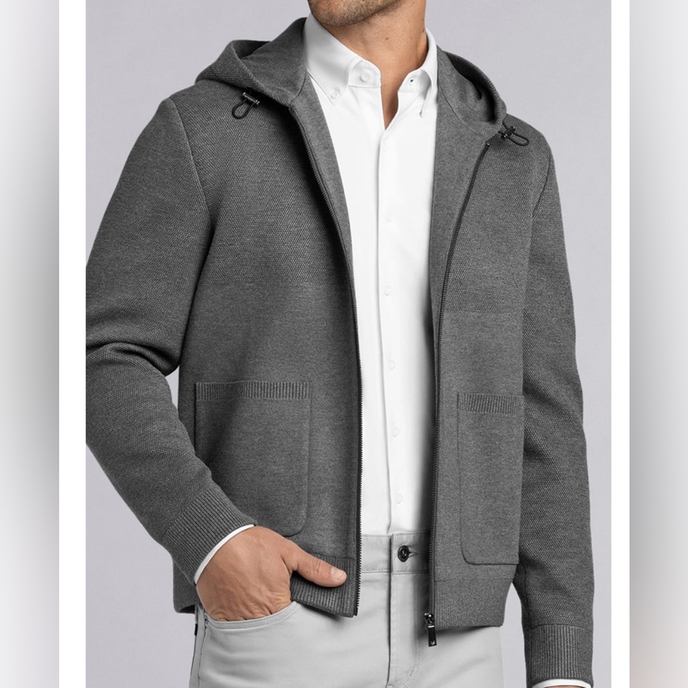 Buttercloth Audacious Men's Charcoal Zip-Up Sweater-like Coat
